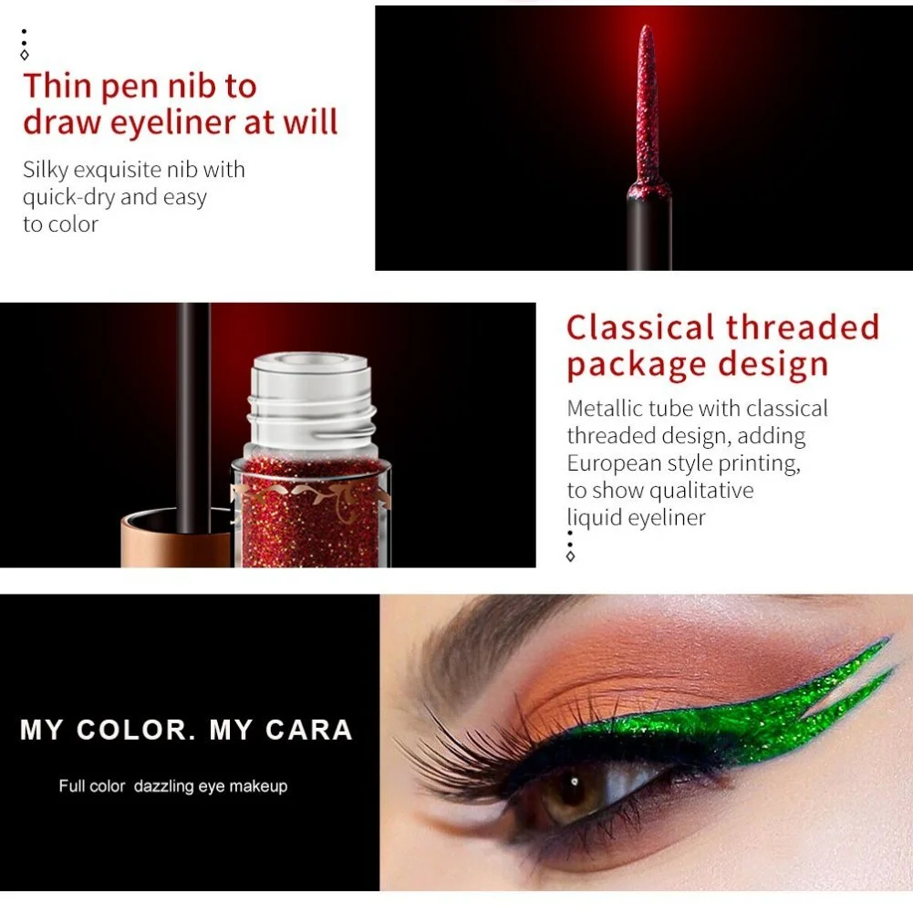 Підводка для очей рідка з глітером Allbesta Металеві кольори водостійка макіяж, фото №4 Підводка для очей рідка з глітером Allbesta Металеві кольори водостійка макіяж, фото №4