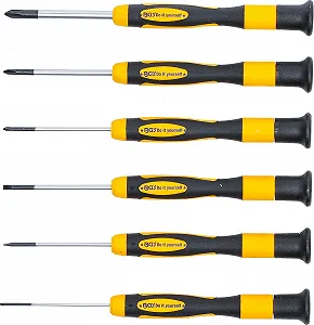 Набір прецизійних викруток Kraftmann 35807 Slotted/Phillips 6 шт Black/Yellow synthetic.ua - Фото 1