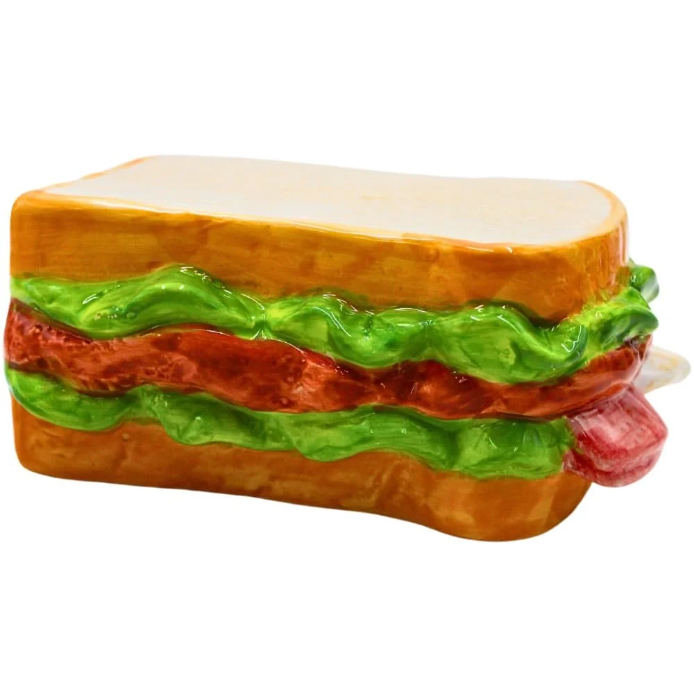 Керамічна скарбничка Dekohelden24 Сендвіч 12 х 6 х 15 см Білий хліб, фото №1