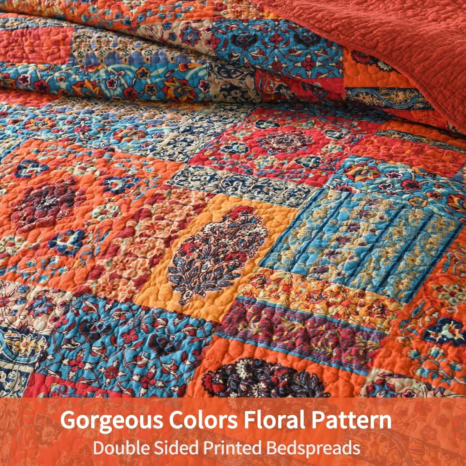 Покривало Qucover Печворк 140 x 200 см Багатокольоровий, фото №2