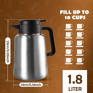 Термос-кавник 1.8 Л, Кавник з нержавіючої сталі, з дисплеєм температури, Ізольований кавник synthetic.ua - Фото 1