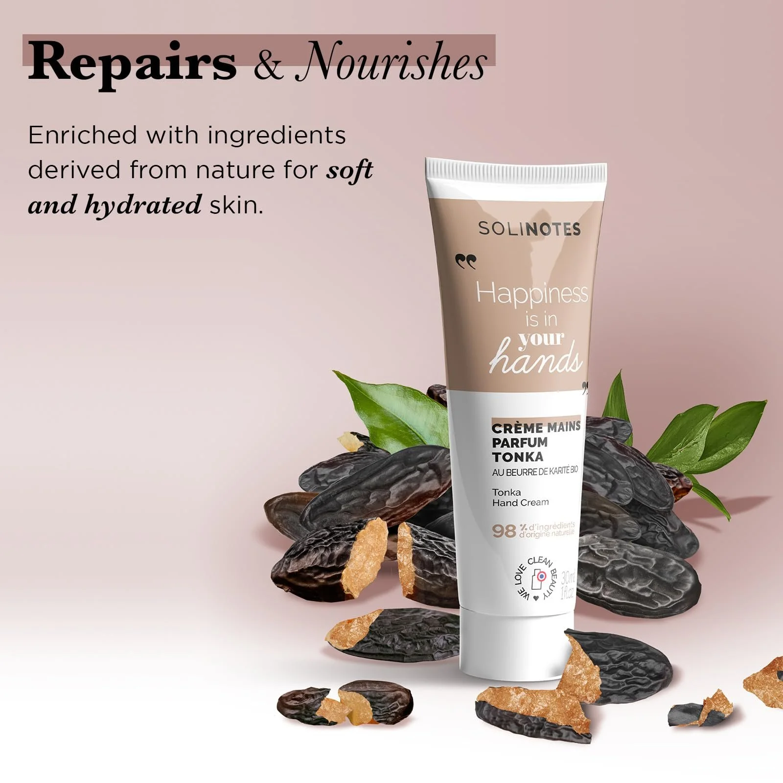 Крем для рук Solinotes Tonka Живильний та інтенсивний догляд для пошкоджених та сухих рук 30 мл, фото №2