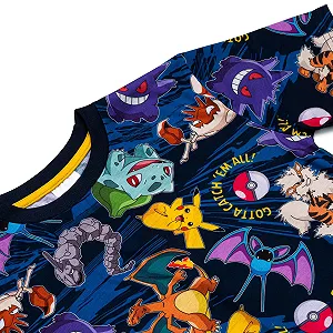 Комплект детской пижамы с шортами Pok00e9mon, синий, с принтом synthetic.ua - Фото 1