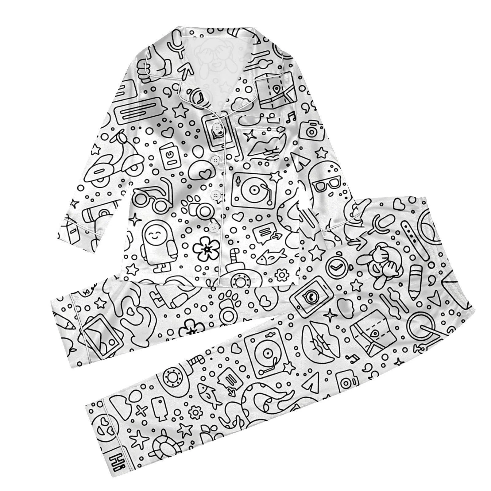 Дитяча піжама для розмальовування Cartoon Print White, фото №6 Дитяча піжама для розмальовування Cartoon Print White, фото №6