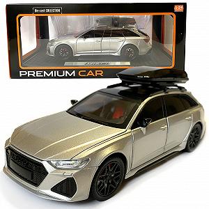 Машинка металлическая Audi RS6 ауди серебро 1:24 свет инерция открываются двери багажник капот резина - Фото 1