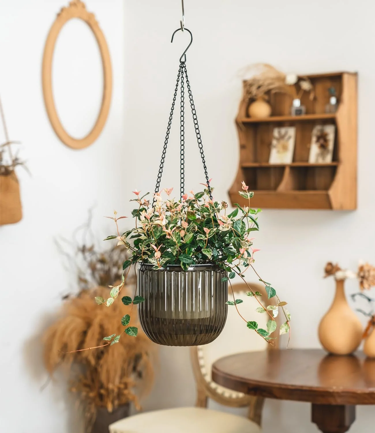 Підвісні квіткові горщики Набір з 2 шт 16.5 см Автополив Прозорий, фото №2