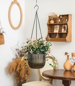 Підвісні квіткові горщики Набір з 2 шт 16.5 см Автополив Прозорий synthetic.ua - Фото 1