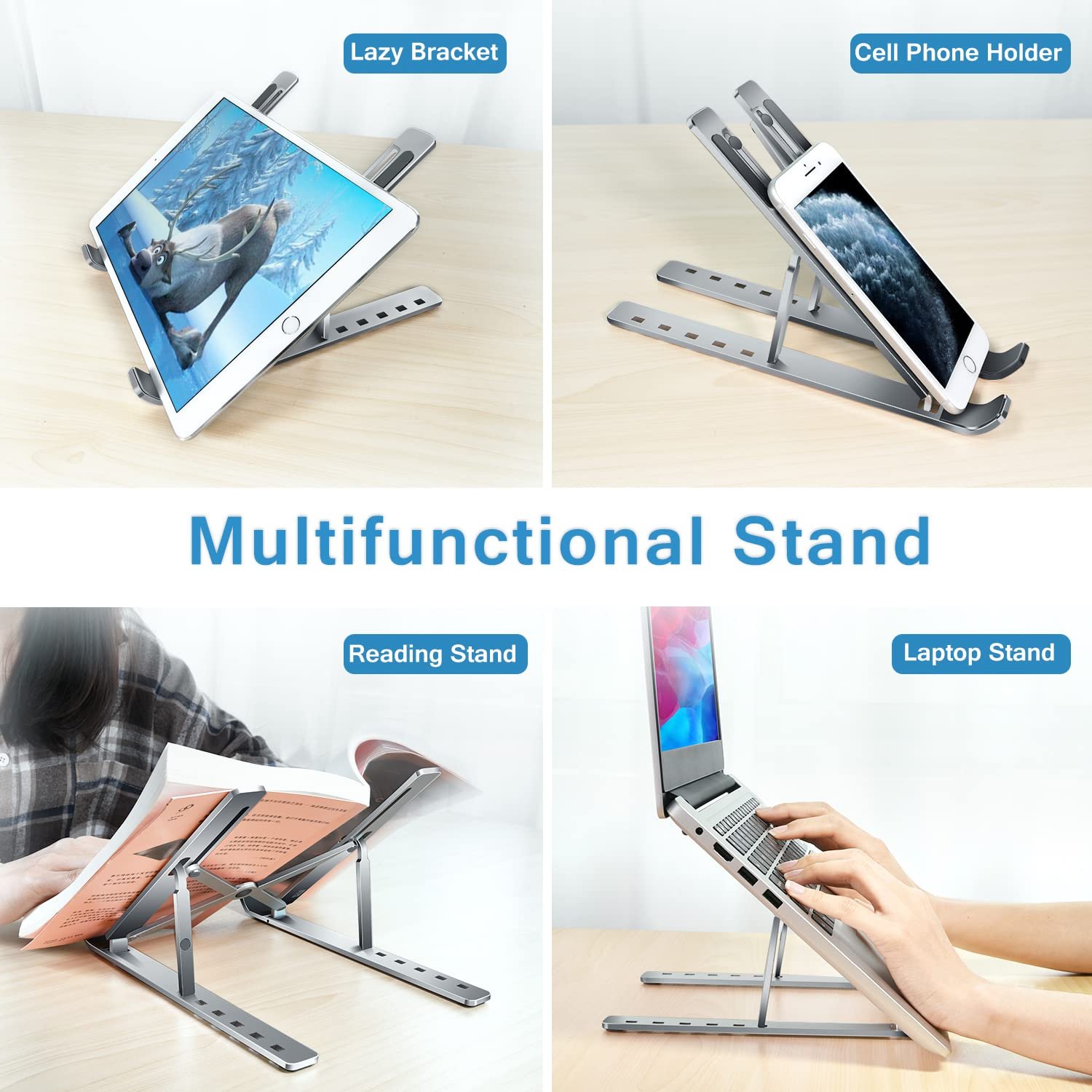 Підставка для ноутбука ivoler, регульована по висоті на 6 рівнів, складана алюмінієва, фото №7