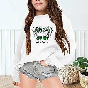 Дитячий світшот для дівчаток, осінньо-зимовий, з принтом літер synthetic.ua - Фото 1