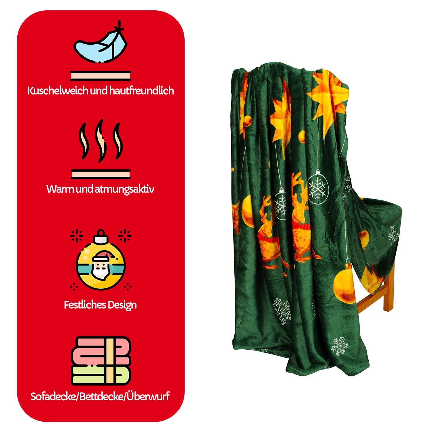 Покривало Cuddly Blanket Різдвяна Зірка та Куля 160 x 200 см, фото №7