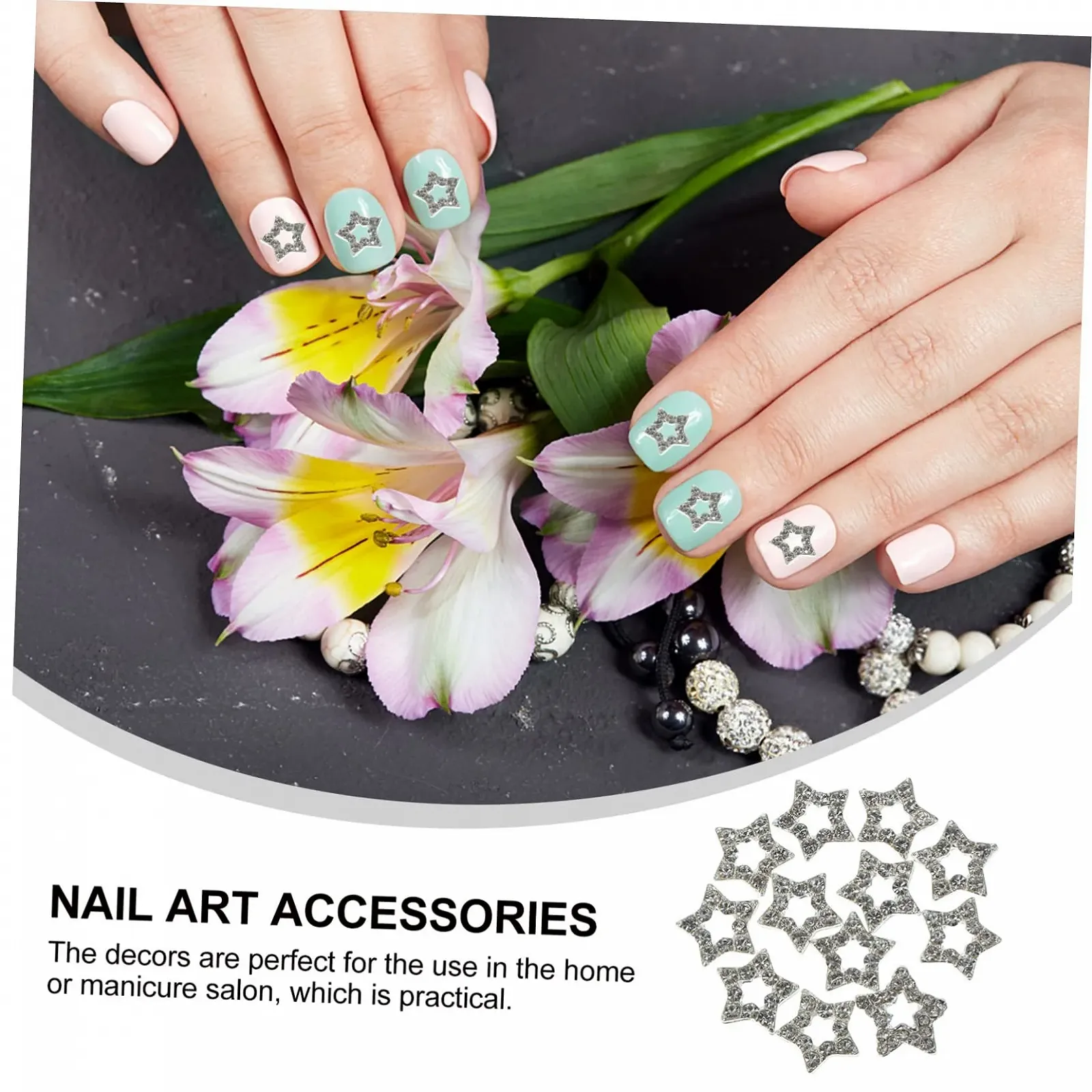 Подвески для ногтей POPETPOP 12 шт. Звездообразные декоративные подвески с драгоценными камнями для маникюра, фото №5