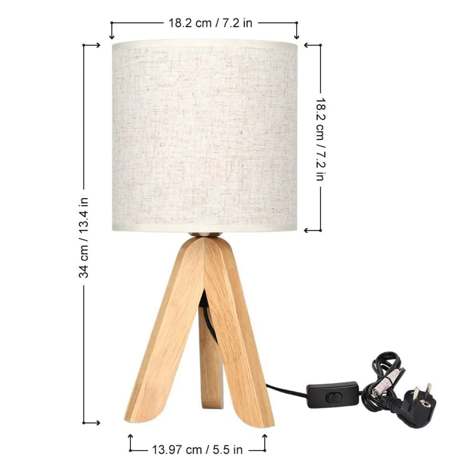 Настільна лампа LIANTRAL Набір з 2 шт. Трипод Тканинний абажур Дерев'яний каркас E27, фото №3