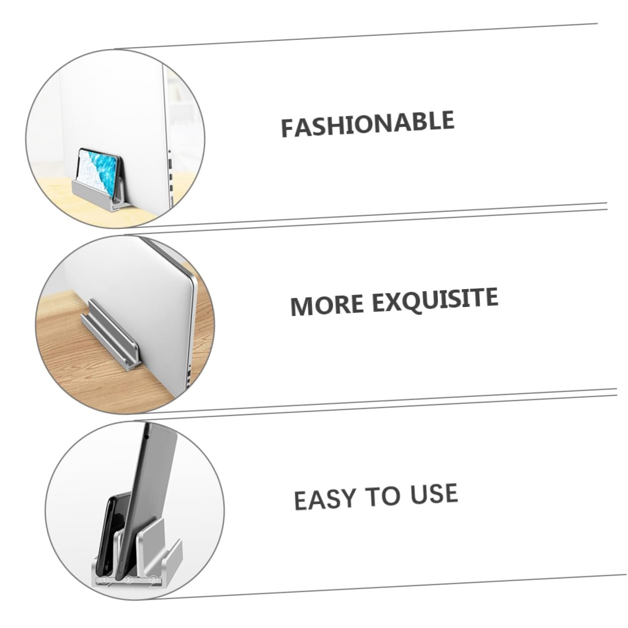 Вертикальна Підставка для ноутбука HOMSFOU Алюмінієва з док-станцією Регульований тримач для смартфона та планшета для дому та офісу, фото №5