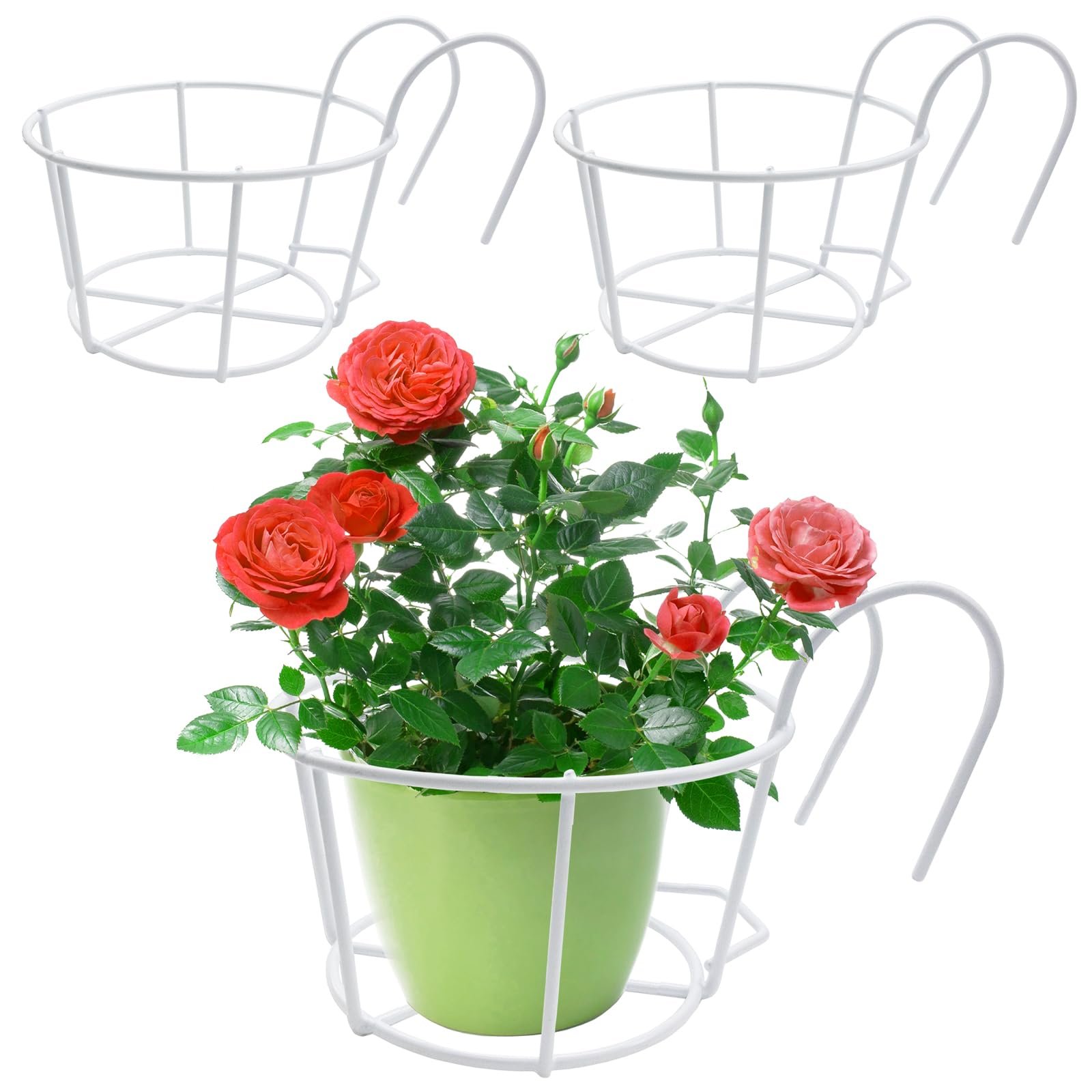 Набір тримачів для квіткових горщиків 3 шт. Металеві Круглі Білі, фото №1 Набір тримачів для квіткових горщиків 3 шт. Металеві Круглі Білі, фото №1