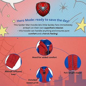 Худі Marvel Людина-павук Дитячий худі Бавовняна толстовка на блискавці synthetic.ua - Фото 1