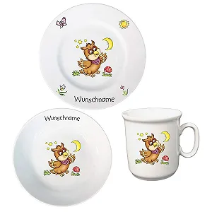 Детский Набор Посуды Персонализированный 3 предмета Фарфоровая Тарелка Кружка Миска synthetic.ua - Фото 1