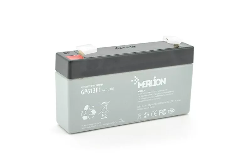 Аккумуляторная батарея MERLION AGM GP613F1 6 V 1,3Ah ( 95 x 25 x 50 (55) ) Q40, фото №1
