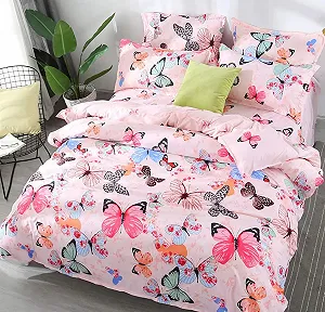 Постельное белье AShanlan Детское розовое с бабочками, 135 x 200 см, розовый цвет - Фото 1