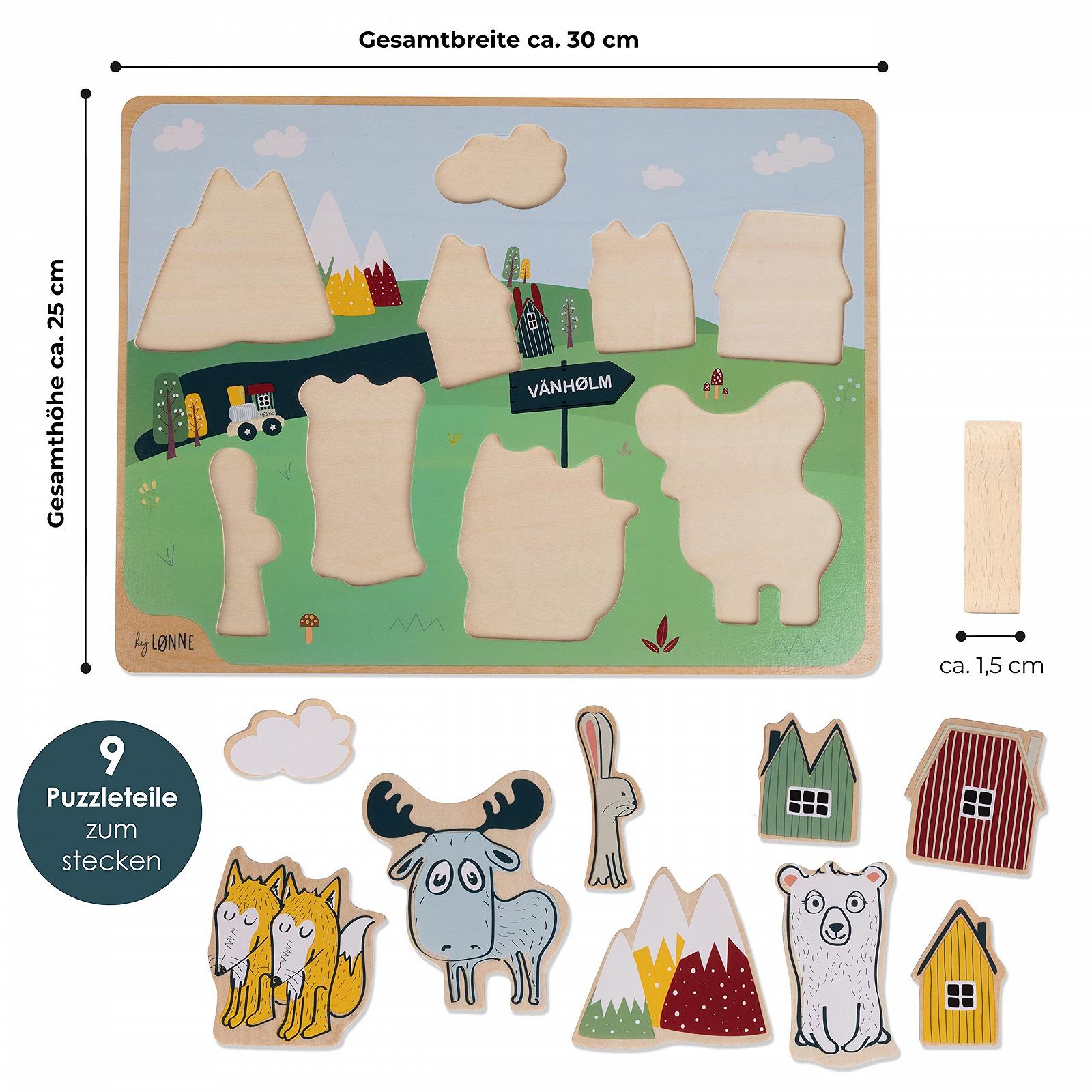 Деревянный пазл HEJ LØNNE 9 крупных элементов-вкладышей, фото №2