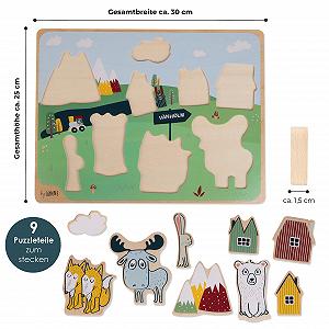 Деревянный пазл HEJ LØNNE 9 крупных элементов-вкладышей synthetic.ua - Фото 1