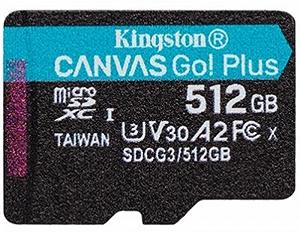 Карта памяти MicroSDXC 512GB UHS-I/U3 Class 10 Kingston Canvas Go Plus R170/W90MB/s SDCG3/512GBSP - Фото 1