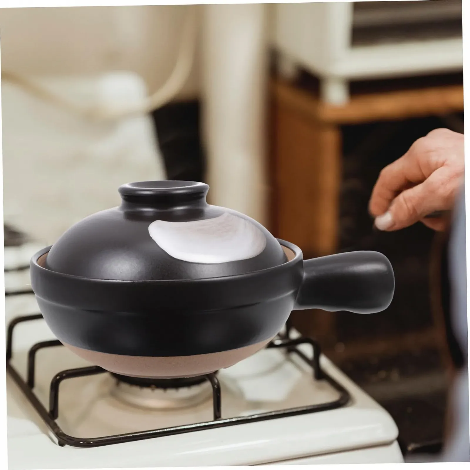 Кастрюля Керамическая Маленькая с крышкой с отверстием Жаростойкая с ручкой, фото №4