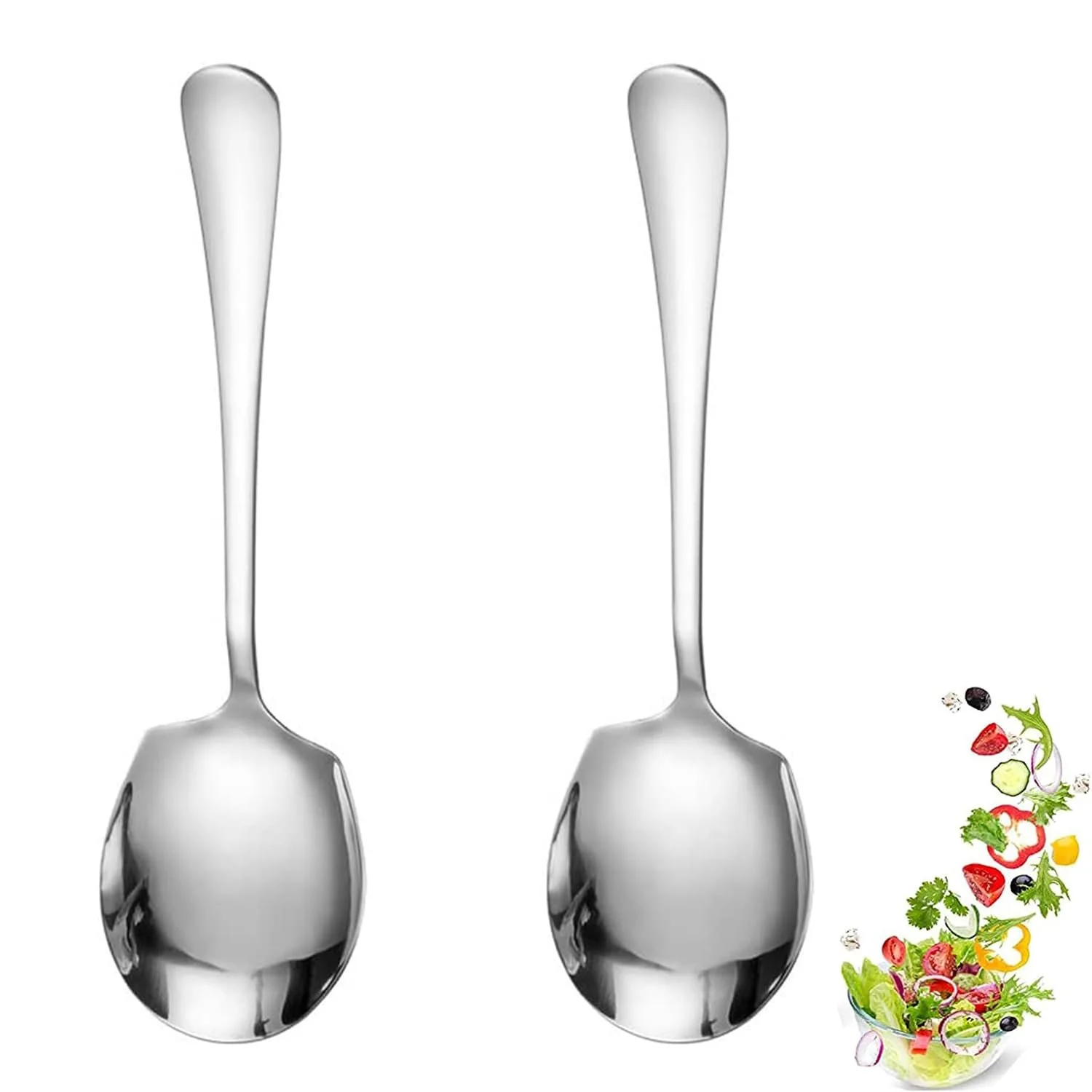 Набір з 2 великих сервірувальних ложок з нержавіючої сталі, фото №1