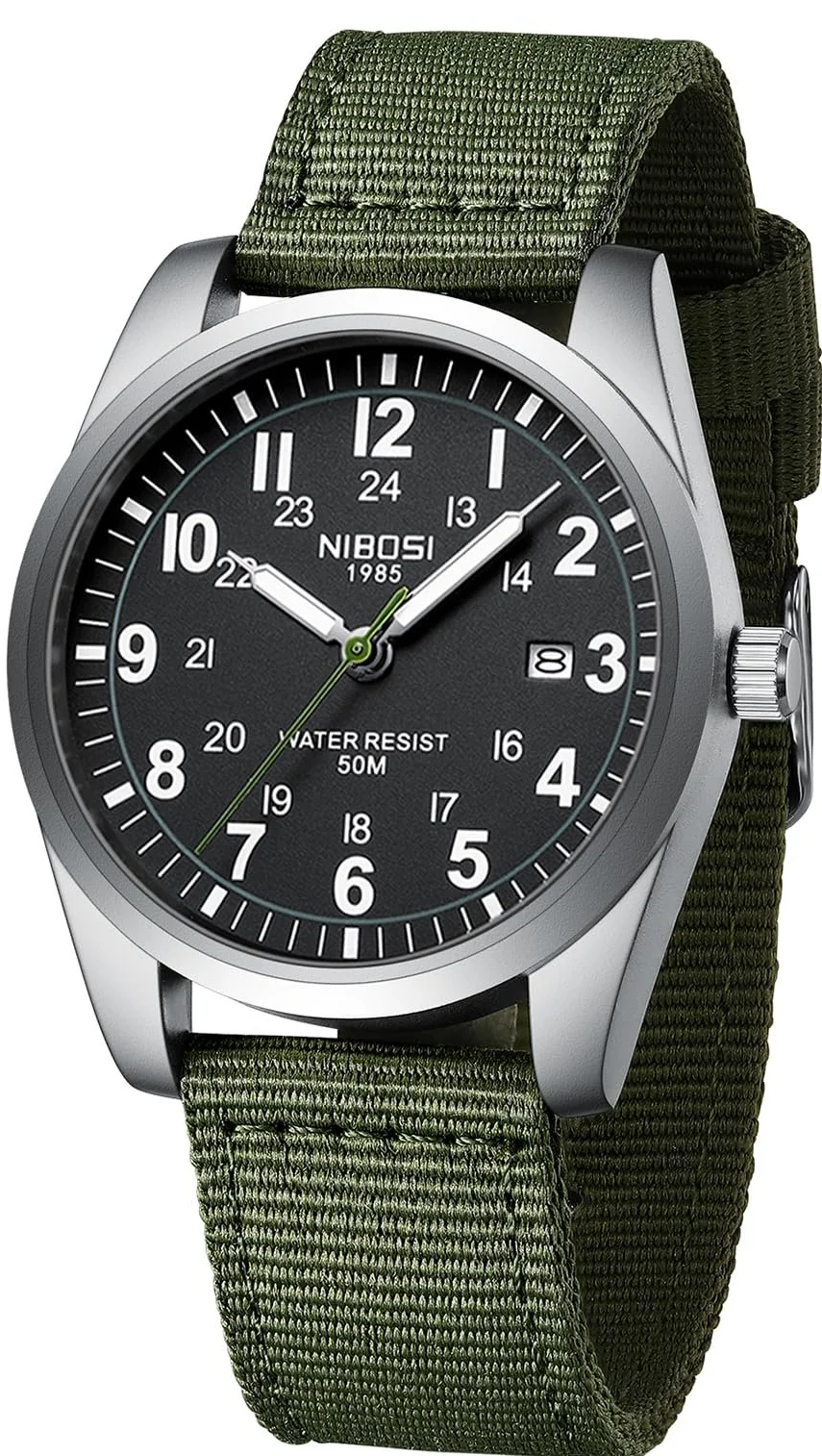 Аналоговые кварцевые часы NIBOSI Зеленый, фото №1