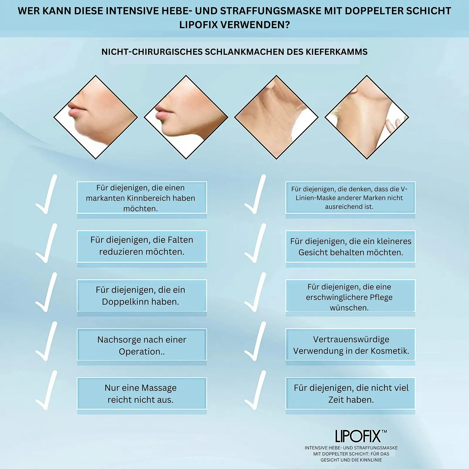 Маска Lipofix для удаления двойного подбородка V-Line для формирования челюсти, шеи и подбородка - Укрепление, моделирование, антивозрастной эффект и натяжение двойного подбородка (5 масок), фото №2