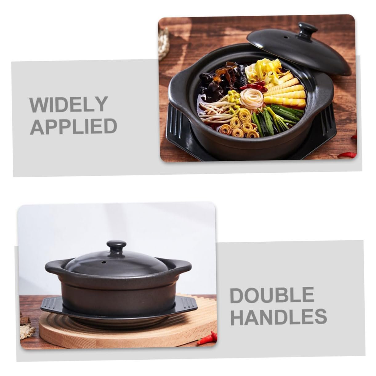 Керамическая кастрюля для запекания с крышкой многофункциональная с антипригарным покрытием, фото №7