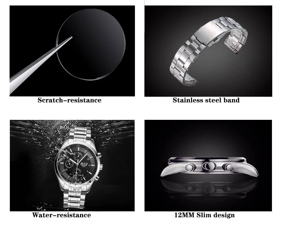 Аналоговые наручные часы 40 мм Easy Read Auto Date and Day из нержавеющей стали для бизнеса, мужские часы, водонепроницаемые до 30 м, фото №2