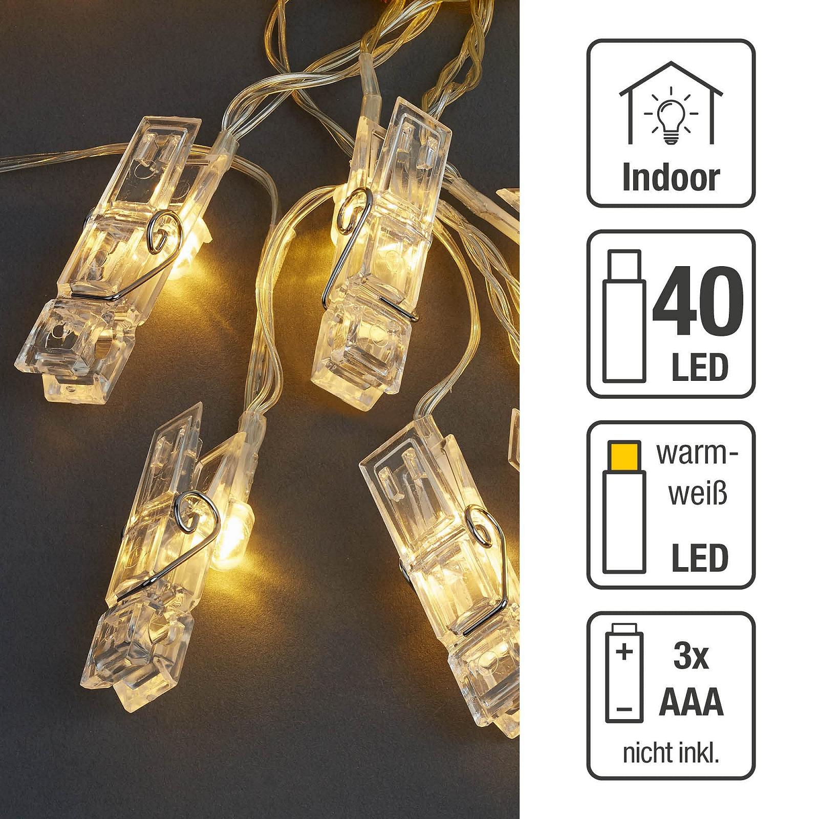 LED гірлянда Hellum 523096, 40 LED, теплий білий, живлення від USB або батарейок (3 x AAA не входять до комплекту), для використання в приміщенні, фото №2