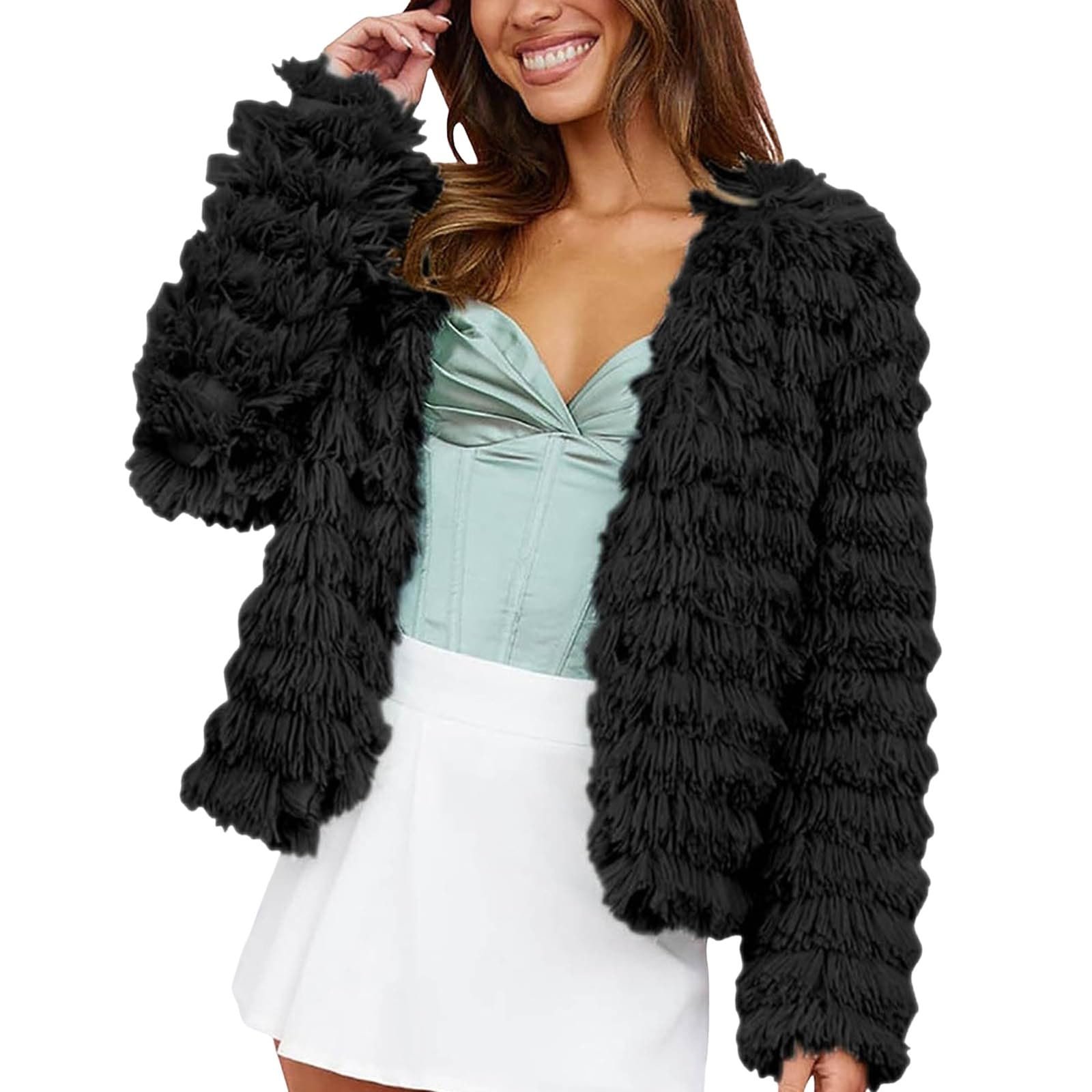 Женское короткое пальто из искусственного меха Juque, модная легкая, фото №1 Женское короткое пальто из искусственного меха Juque, модная легкая, фото №1