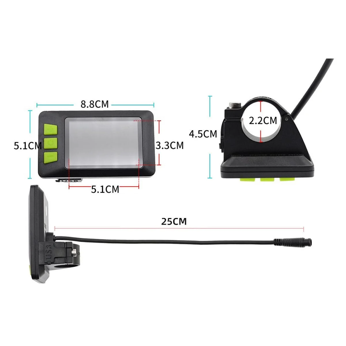 Дисплей Ausi LCD 24V 36V 48V 6 Pin Dashboard (SM), фото №7