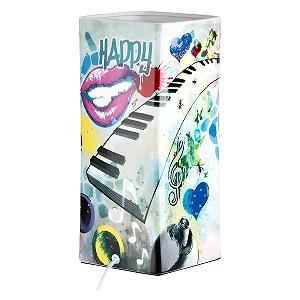 Настільна лампа GILDE Street Art порцелянова з перфорацією біла з кольоровим візерунком 28 см - Фото 1