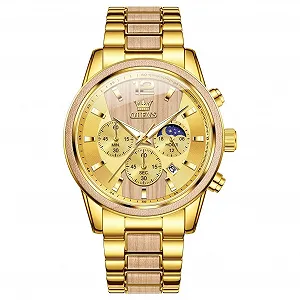 Часы OLEVS Мужской Деревянный Браслет Водонепроницаемые Кварцевые Часы Модные Деловой Повседневный - Фото 1