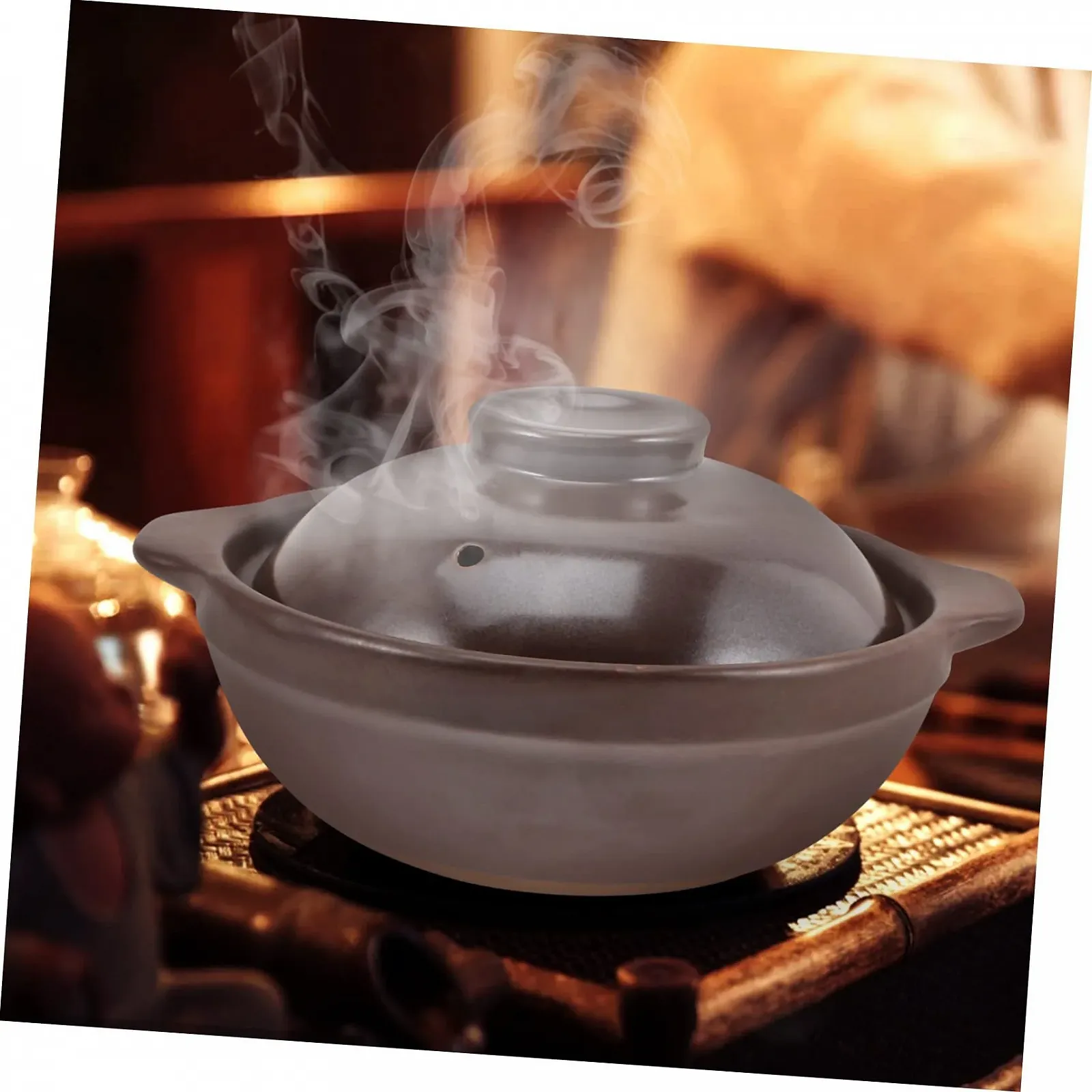 Кастрюля IMIKEYA керамическая с крышкой малая коричневая, фото №9