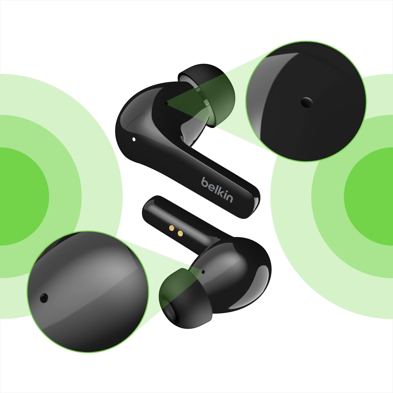 Навушники Belkin SOUNDFORM Flow True Wireless Wireless Bluetooth Noise Cancelling Sweatproof Splash Proof IPX5 31 годин Black, фото №2