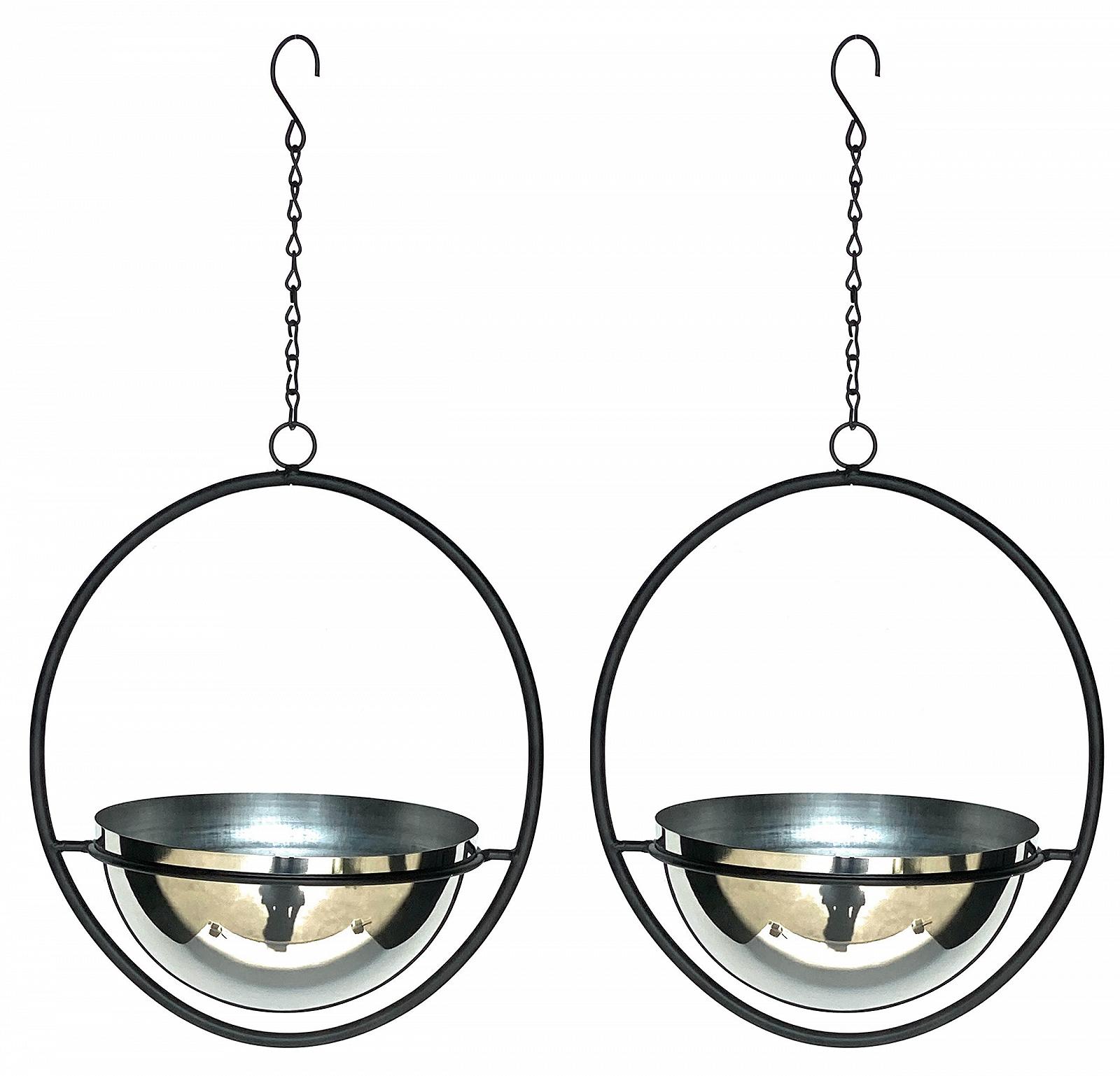 Набір підвісних кошиків DanDiBo 96087 M Металеві з полірованими горщиками, 2 шт., 53 см, Чорний/Сріблястий, фото №5 Набір підвісних кошиків DanDiBo 96087 M Металеві з полірованими горщиками, 2 шт., 53 см, Чорний/Сріблястий, фото №5