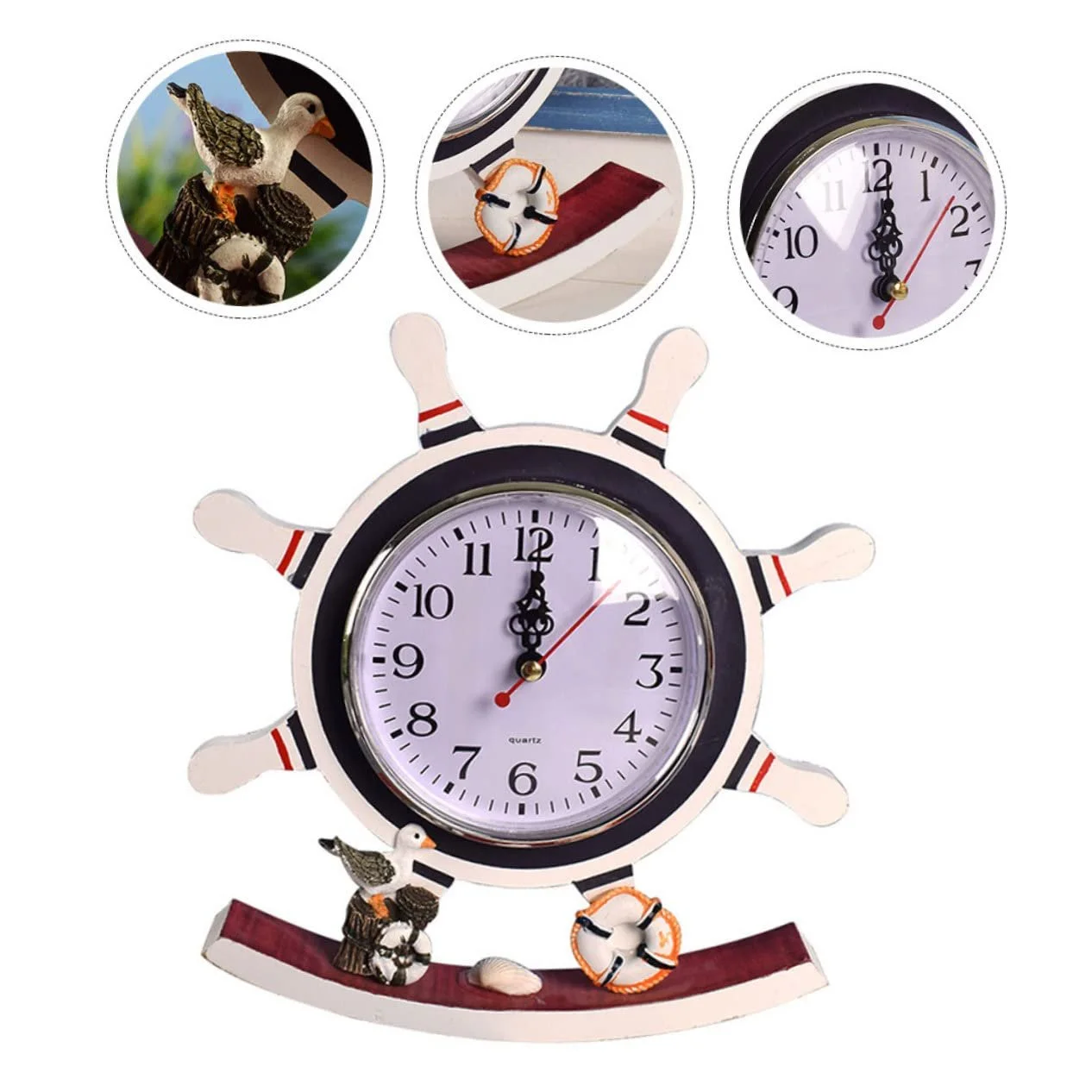 Настольные часы FUNOMOCYA Mediterrane, дизайн штурвала, винтажный стиль, фото №9 Настольные часы FUNOMOCYA Mediterrane, дизайн штурвала, винтажный стиль, фото №9