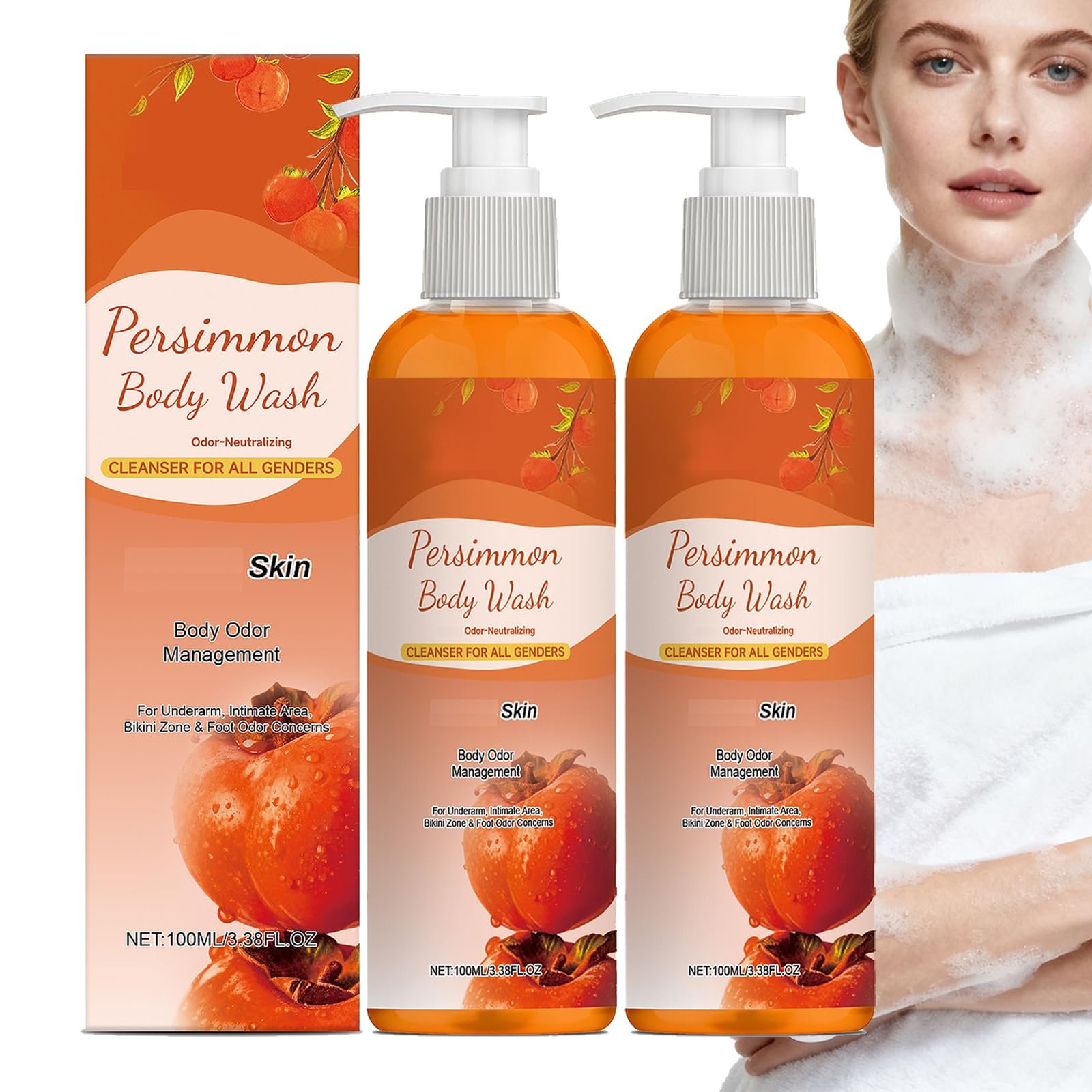 Гель для душу Persimmon видалення запаху тіла дезодоруючий очищення та догляд (2 шт), фото №1