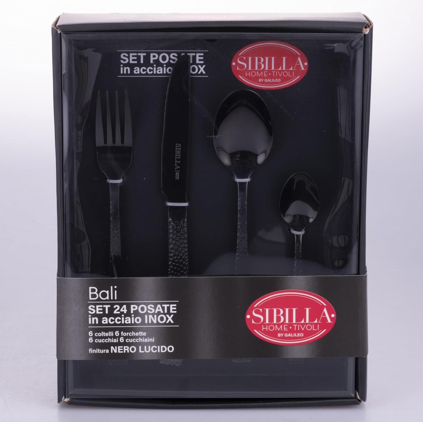 Набор столовых приборов Bali Sibilla Полированная нержавеющая сталь, 24 предмета, ручки с кованым эффектом, фото №2 Набор столовых приборов Bali Sibilla Полированная нержавеющая сталь, 24 предмета, ручки с кованым эффектом, фото №2