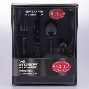 Набір столових приборів Bali Sibilla Полірована нержавіюча сталь, 24 предмети, ручки з кованим ефектом synthetic.ua - Фото 1