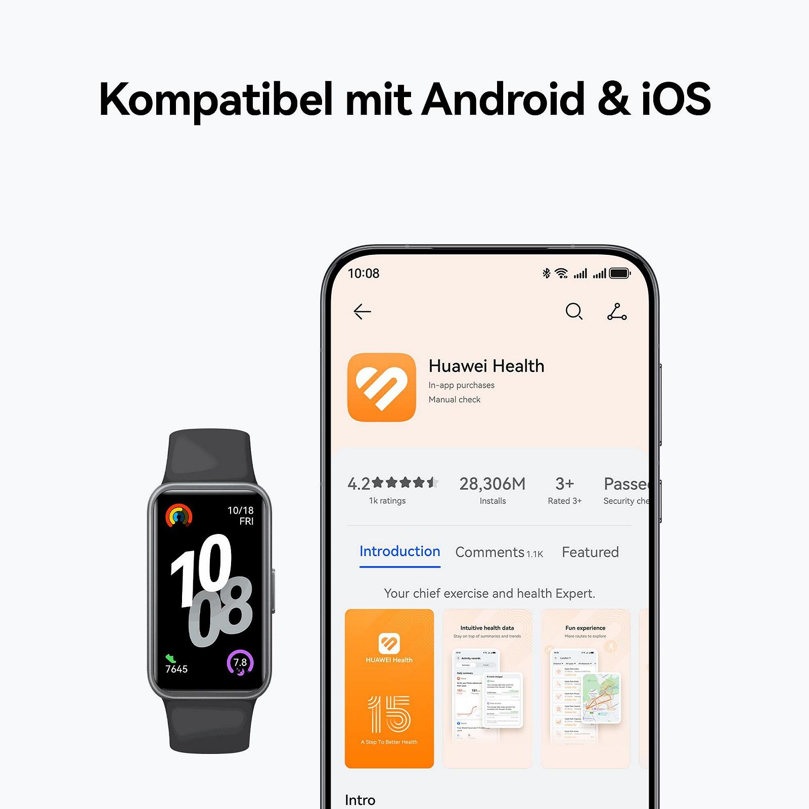 Смарт-годинник HUAWEI Band 10 AI-асистентом відстеження фітнесу, професійний аналіз сну, до 14 днів автономної роботи, тонкий корпус з алюмінієвого сплаву, iOS & Android, синій, фото №9