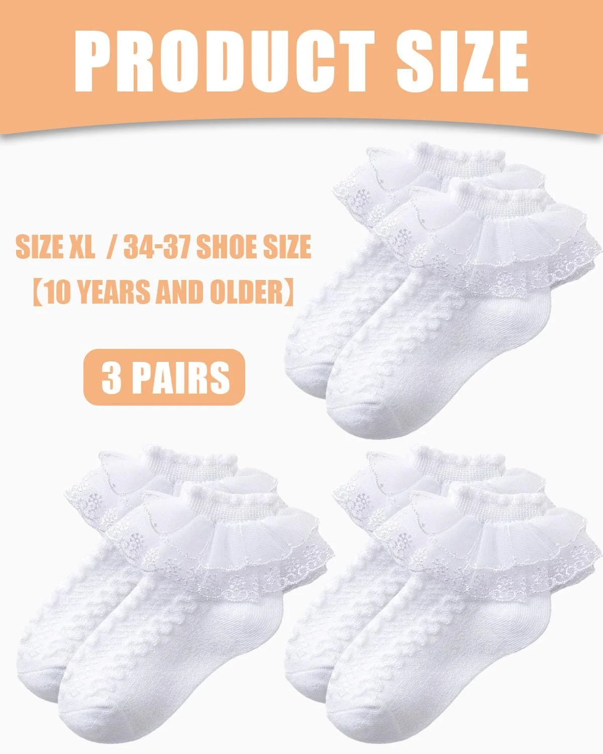 Шкарпетки з оборками (3 пари), фото №2