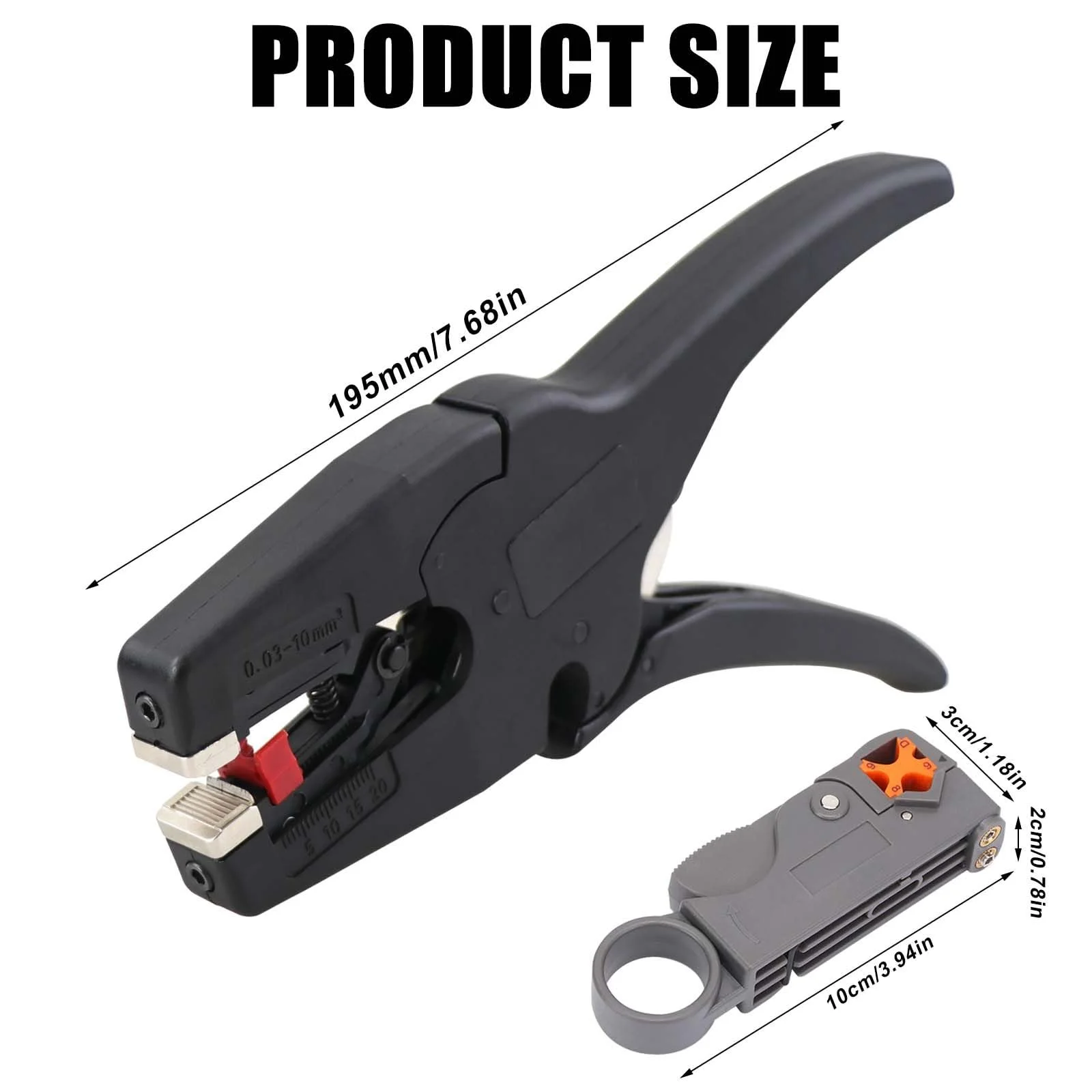 Автоматический стриппер 0.03-10 мм² многофункциональный с маленькими клещами и ползунком для регулировки силы зачистки каблерез, фото №2