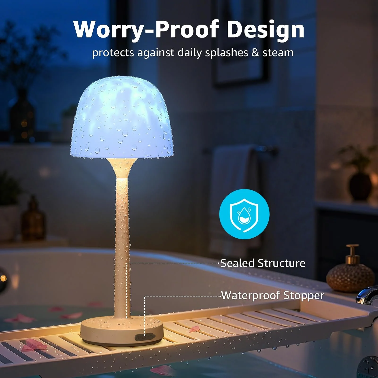 Лампа для душу himmel AquaSpa Водонепроникна 16 кольорів Проектор хвиль Акумуляторна Сенсорна Пульт ДК, фото №8