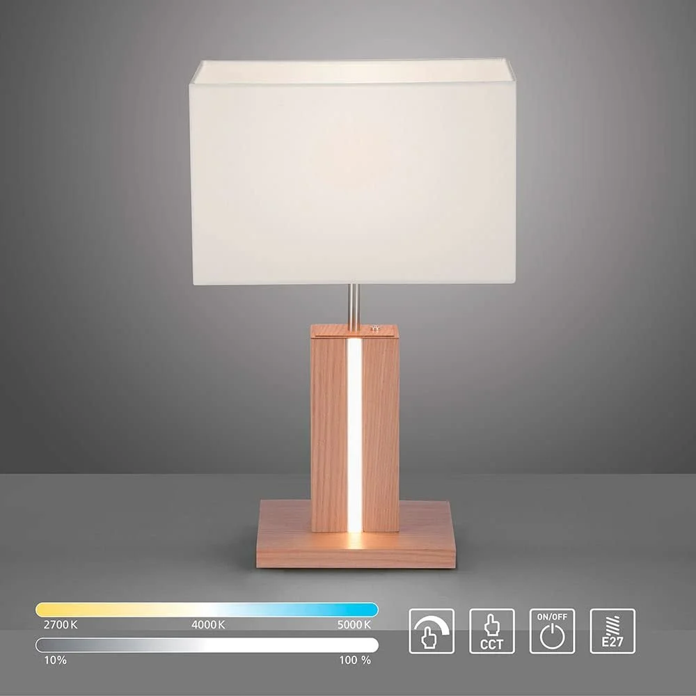 Настільна лампа LeuchtenDirekt Імітація дерева 1x E27+5 Вт-600 лм Димована Біла, фото №8