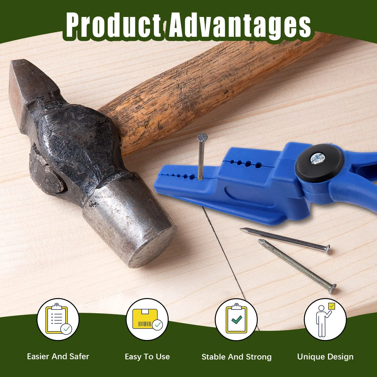 Держатель гвоздей Keadic Пластиковые Плоскогубцы для безопасной забивки гвоздей Защита пальцев от ударов, фото №4 Держатель гвоздей Keadic Пластиковые Плоскогубцы для безопасной забивки гвоздей Защита пальцев от ударов, фото №4