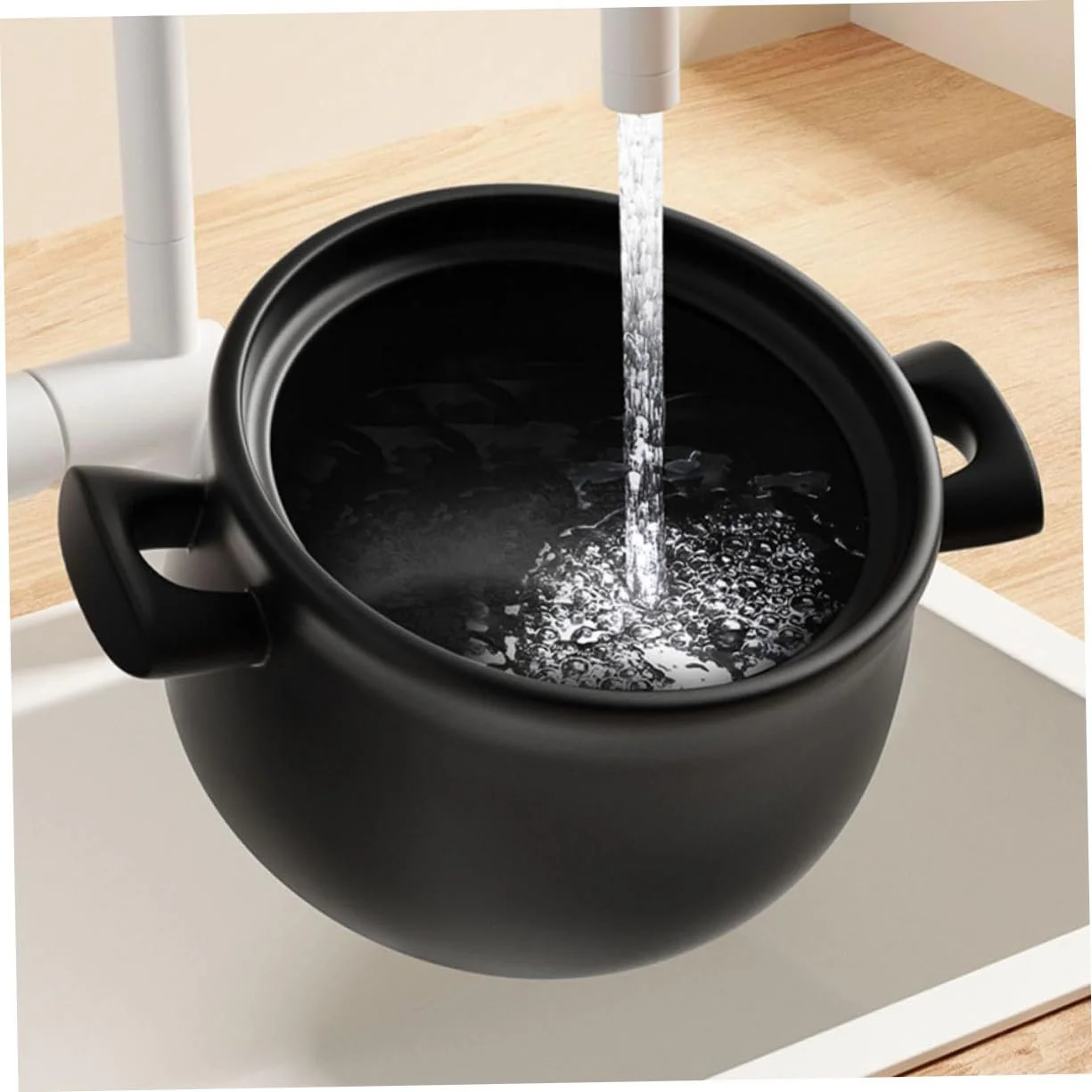 Каструля-жаровня велика керамічна для газової плити з подвійною ручкою жаростійка, фото №2